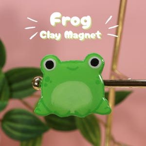Cute Frog Magnet | Handmade Polymer Clay