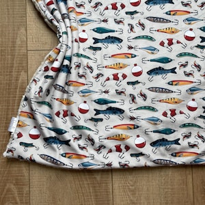 Fishing Lure Baby Blanket; Minky Baby Lovey; Boho Nursery; Baby Blanket; Boho Baby; Binky Holder; Baby Boy Gift; Fisherman; Little Fisherman