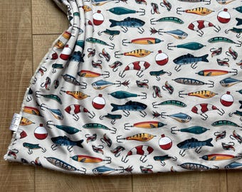 Fishing Lure Baby Blanket; Minky Baby Lovey; Boho Nursery; Baby Blanket; Boho Baby; Binky Holder; Baby Boy Gift; Fisherman; Little Fisherman