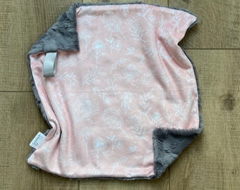 Blush Boho Floral Minky Baby Blanket; Minky Lovey; Boho Nursery; Baby Girl Blanket; Binky Holder; Baby Shower Gift; Lovie; Blanket