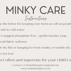 instructions for taking care of a child's belongings, including washing items in cold water, using gentle laundry soap, avoiding fabric softeners, air drying, and ironing. It also advises inspecting the child's belongings often and supervising them for safety.