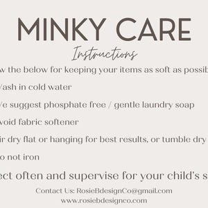 instructions for taking care of a child's belongings, including washing items in cold water, using gentle laundry soap, avoiding fabric softeners, air drying, and ironing. It also advises inspecting the child's belongings often and supervising them for safety.