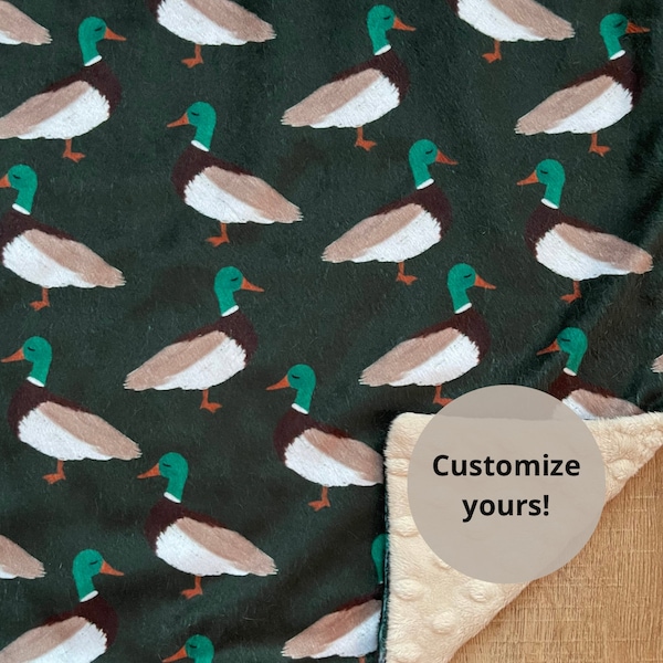 Mallard Duck Olive Blanket; Duck Lovey; Animal Lovey; Neutral Baby Blanket; Baby Shower Gift; Lovie; Binky Holder; Duck Hunting Nursery