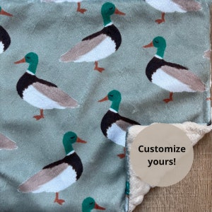 Mallard Duck Blanket; Duck Lovey; Animal Lovey Blanket; Neutral Baby Blanket; Baby Shower Gift; Lovie; Binky Holder; Duck Hunting Nursery