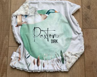 Flying Mallard Duck Lovey Personalized; Duck Lovey; Animal Lovey; Personalized Lovey; Lovie; Duck Hunting Nursery; Vintage Duck Nursery