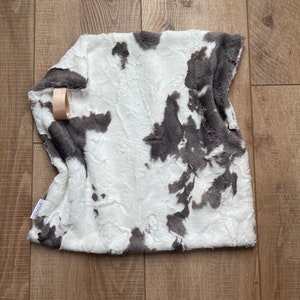 Cow Print Lovey; Minky Lovey; Faux Fur Lovey; Cow Lovey; Lovey for Baby; Cowboy Lovey; Newborn Gift; Western Nursery; Farm Theme Nursery