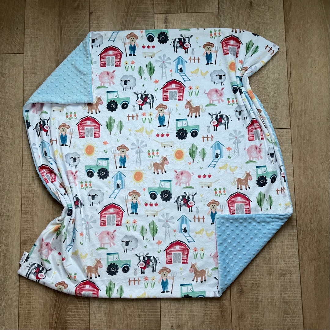 Farm Animal Blanket Farm Animals Lovey Baby Blanket Kids Blanket Baby