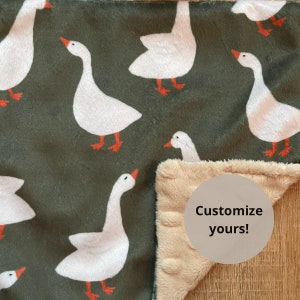 Goose Blanket; Goose Lovey; Animal Lovey Blanket; Neutral Baby Blanket; Baby Shower Gift; Lovie; Binky Holder; Goose Nursery; Green Nursery