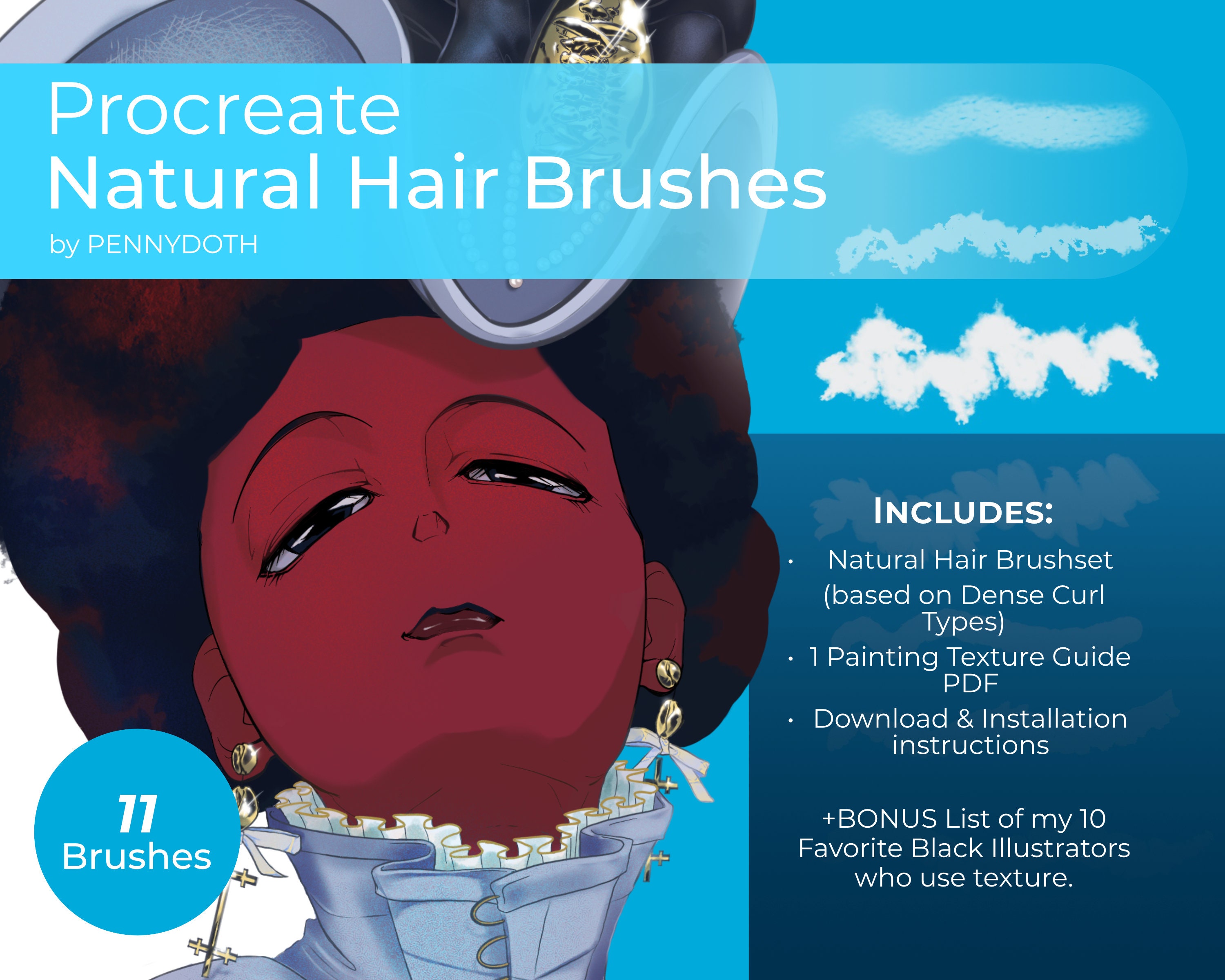Procreate Natural Hair Brushes for Curly Texture Painting & - Etsy