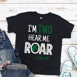 I'm Two Hear me Roar Dinosaur Birthday T-shirt  Clothing, First Birthday Shirt Dino Party Shirt, Birthday Shirt , Toddler boys shirt