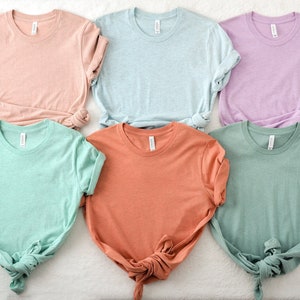 Bella Canvas Plain T-Shirt: Unisex Fit, Heather Prism Colors