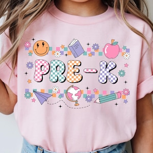 Pre- K School Shirt,Pre-Kindergarten First Day Shirt,Personalized Pre-K Shirt,Retro Back To School Toddler Shirt, Girls School Shirt