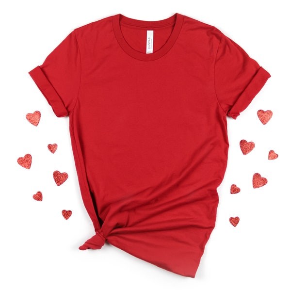 Plain Red Bella  Canvas Shirt/ Valentines  Colors Shirts/Soft Bella Plain Shirt/Unisex Plain Shirt/DIY  Blank Shirt/