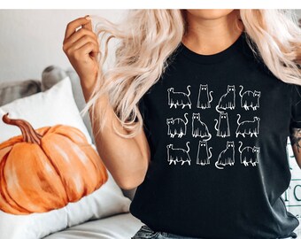 Ghost Cat Halloween Shirt: Funny Black Cat Lover Tee