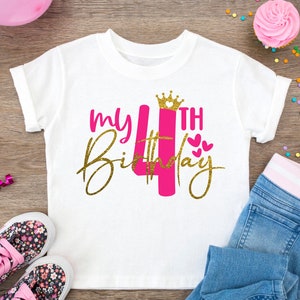 Fourth Birthday Girl Shirt/Four Year Old Birthday Girl Shirt/4 Year Old Girl Birthday Shirt/4th Birthday girls Party outfit
