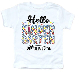Hello Kindergarten Shirt/First Day of Kindergarten/Boys Kindergarten Shirt/Back to School Boys Shirt/First Day of School Shirt, Kinder Tees