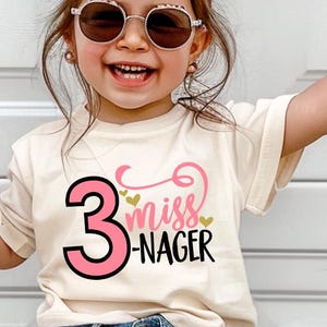 Threenager Third Birthday Girl Shirt/Miss Threenager Birthday Girl Shirt/Three Year Old Girl Birthday Shirt/3rd Birthday girls Party outfit