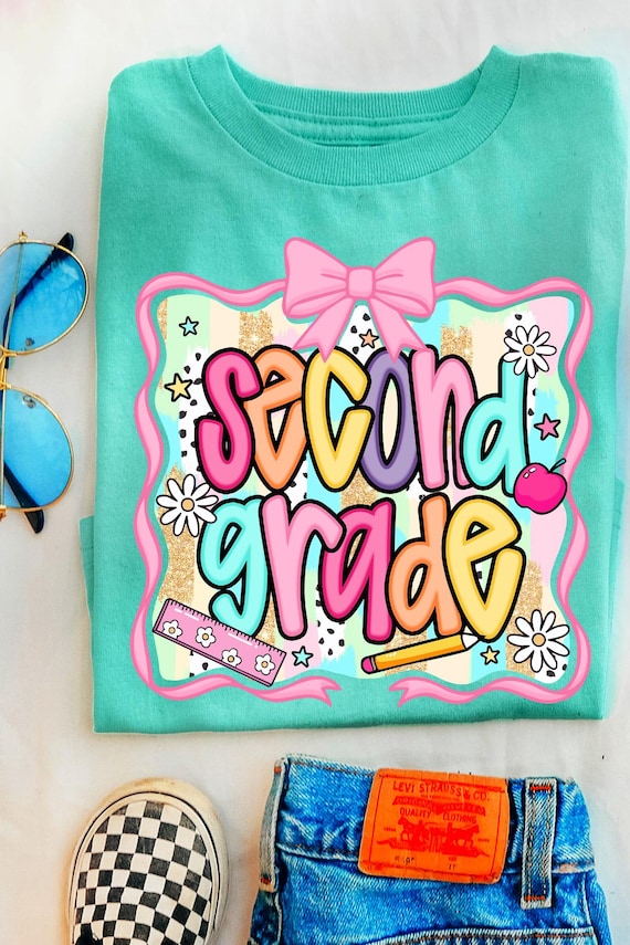 Second Grade Girl Shirt,2nd Grader Girls Coquette Bow Shirt,Back to School Teacher Gifts, First Day of 2nd Grader Preppy Girls Shirt,School