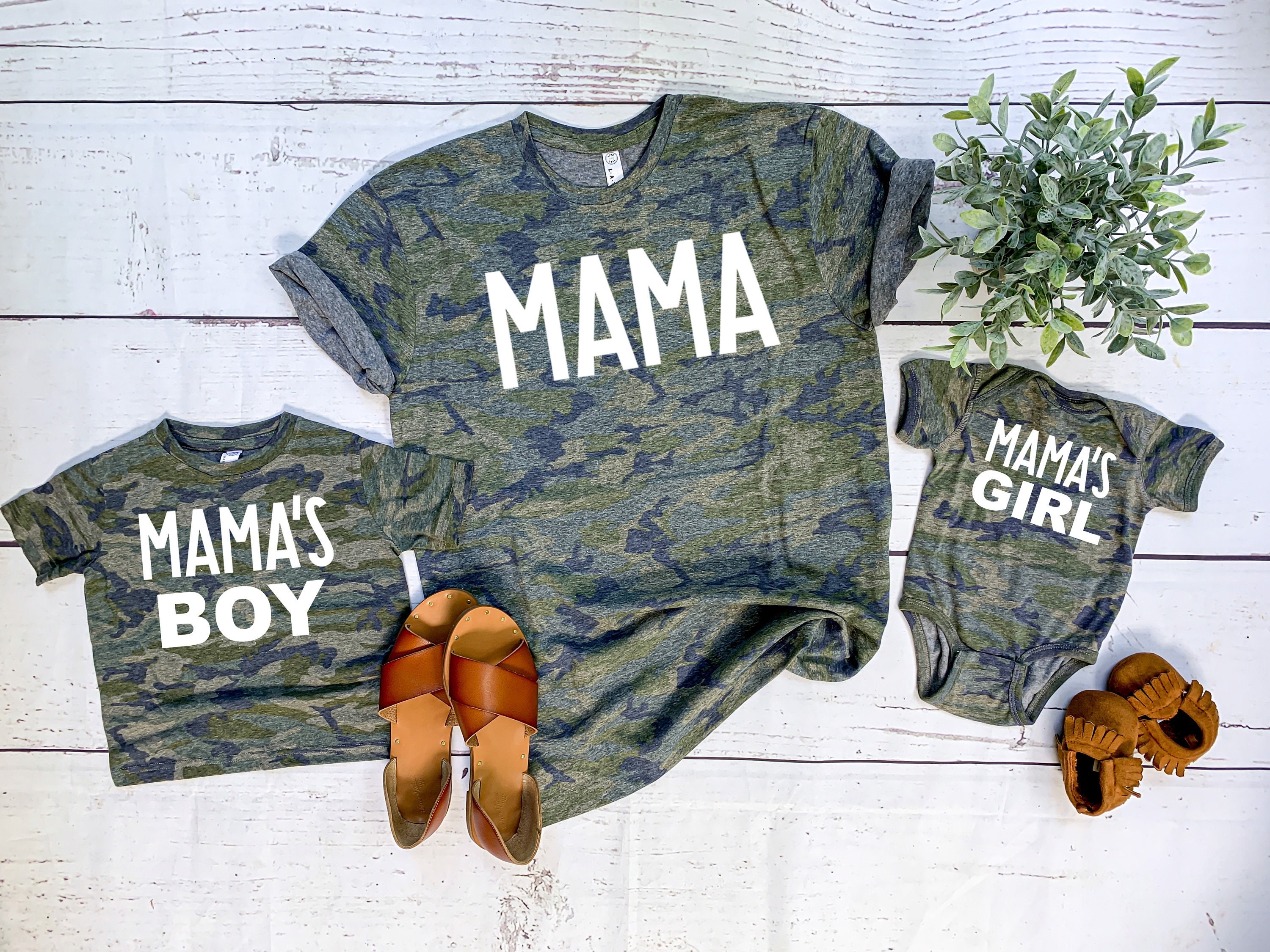 Camo Mama Shirt & Baby Onesie Matching Mommy & Me Set