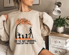 Halloween Sweatshirt/Nightmare Before Christmas/Sweatshirt for cold weather/Fall Sweatshirt/Crewneck Sweater/Halloween Sweater Night