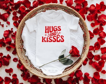 Hugs And Kisses Valentines Baby Bodysuit/Valentines  day Baby Shirt/Baby First Valentines Day Bodysuit/Cute Baby's 1st Valentines Day Gift