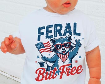 Feral Raccoon 4th of July Kids Shirt: Patriotic Toddler Tee