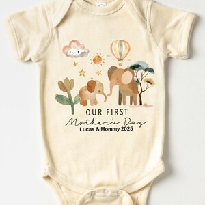 Personalized First Mother&#39;s Day Bodysuit, Custom 1st Mother&#39;s Day Baby Onesie®, Mother&#39;s Day Gift Idea, Natural Mother&#39;s Day Outfit for Baby