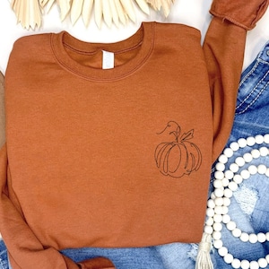 Simple Pumpkin sweatshirt/Fall Sweatshirt/Pumpkin Patch Sweatshirt/Fall Crewneck Sweater/Women Pumpkin Crewneck Texas Orange/Sand Sweater
