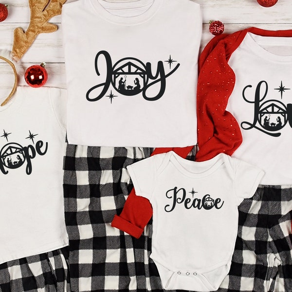 Christmas Family shirt/Christian family Christmas Shirt/True story Shirt/Love/Peace/Joy/Hope/Popular Christmas Shirt/Pajamas Shirt/Nativity