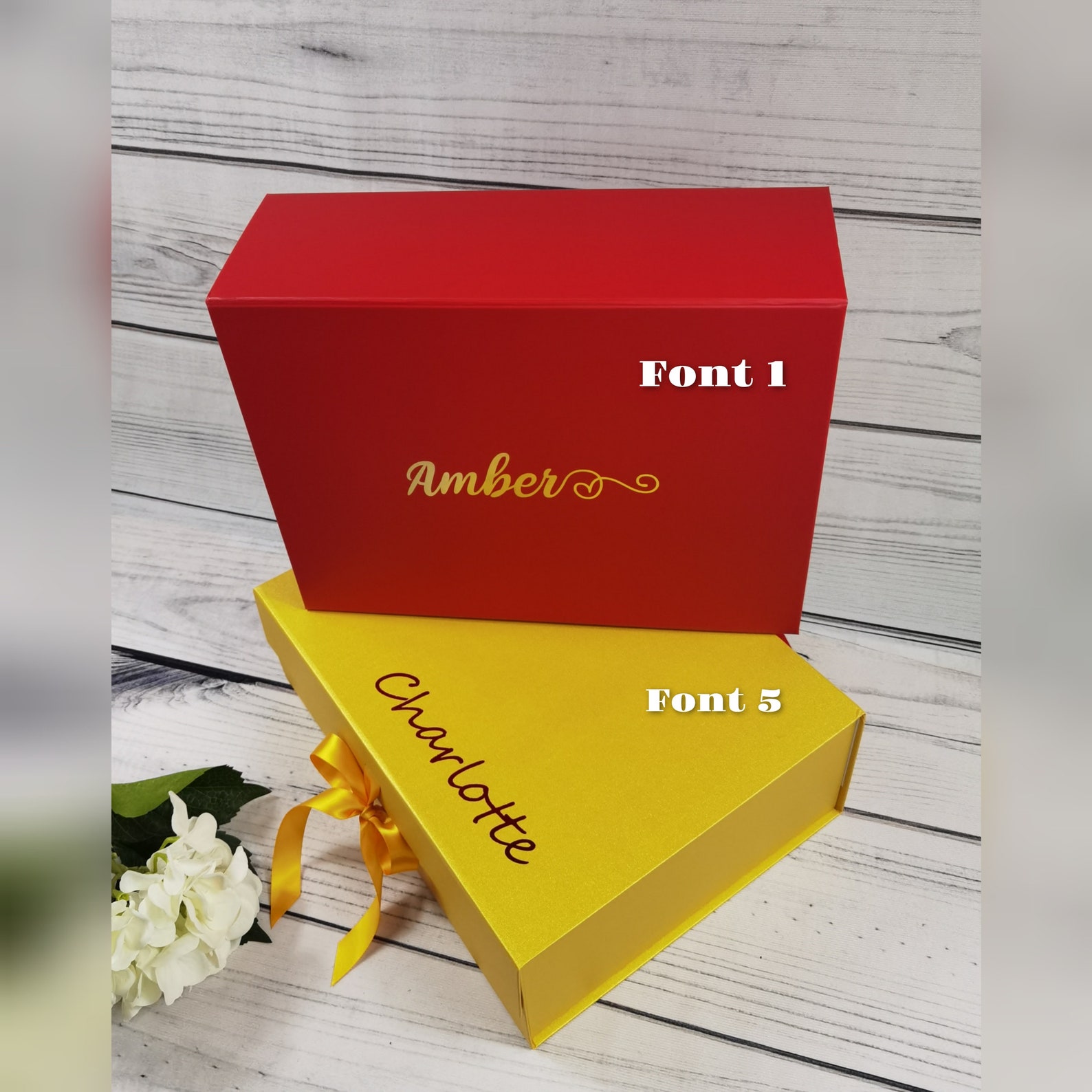 Foil Print Personalised Gift Boxes With Ribbon Make Your Own Etsy UK