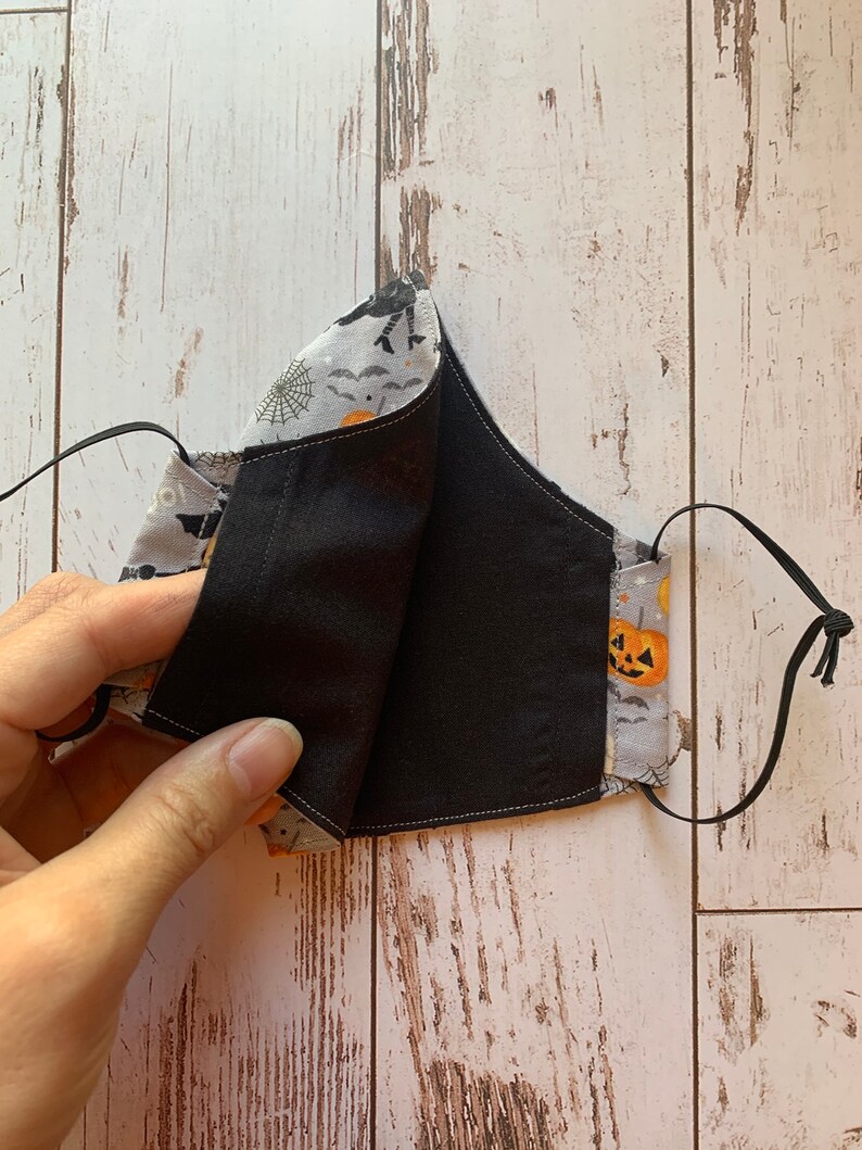 Halloween pumpkin/witch face mask. Double cotton layer with filter pocket and adjustable elastic ear loops. image 4