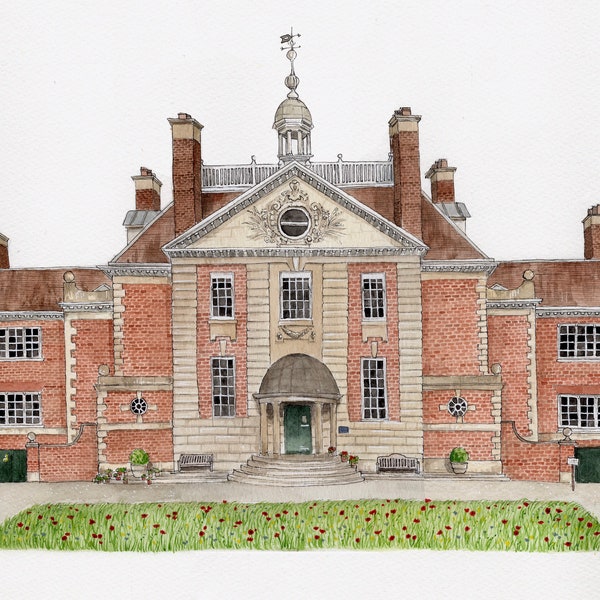 LMH Oxford University Fine Art Watercolour Print- Lady Margaret Hall Oxford Painting- Bespoke Graduation and Oxford Alumni Gift