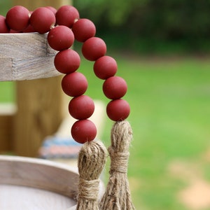 Farmhouse Beads 58in Wood Bead Garland with Tassels Rustic Country Decor  Prayer Boho Beads Big Wall Hanging Decor : Home & Kitchen 