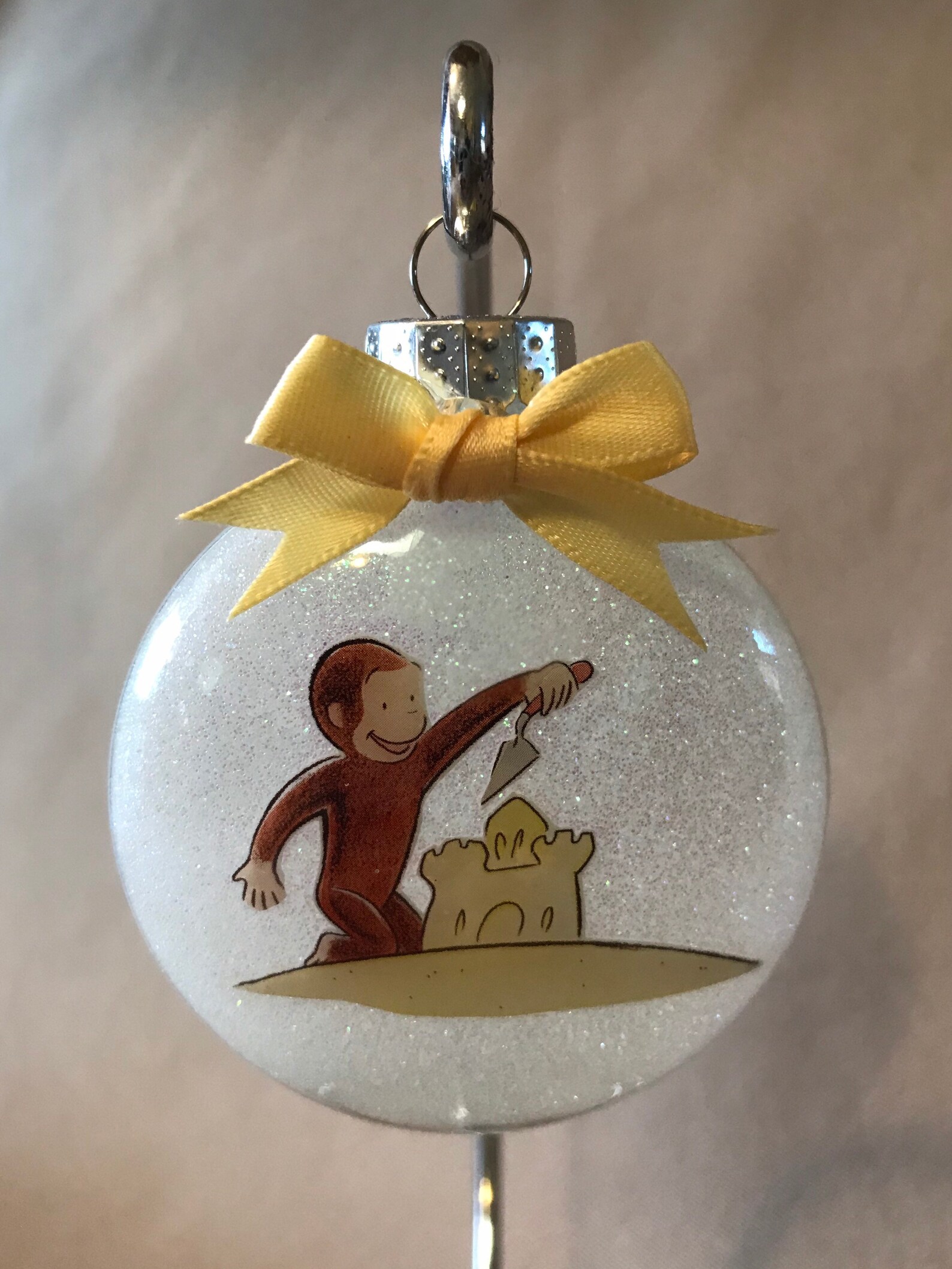 Handmade Curious 2 Round Glass Christmas Ornament Etsy