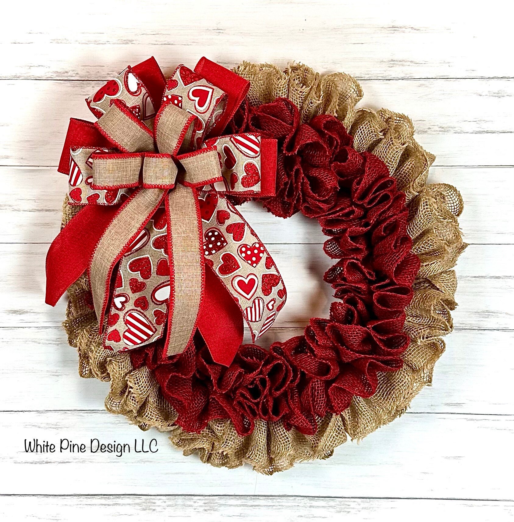 Valentines Wreaths for Front Door, Red and White Valentine Wreath With Red  Roses, Burlap Heart Wreath, Outdoor Valentines Wreath 