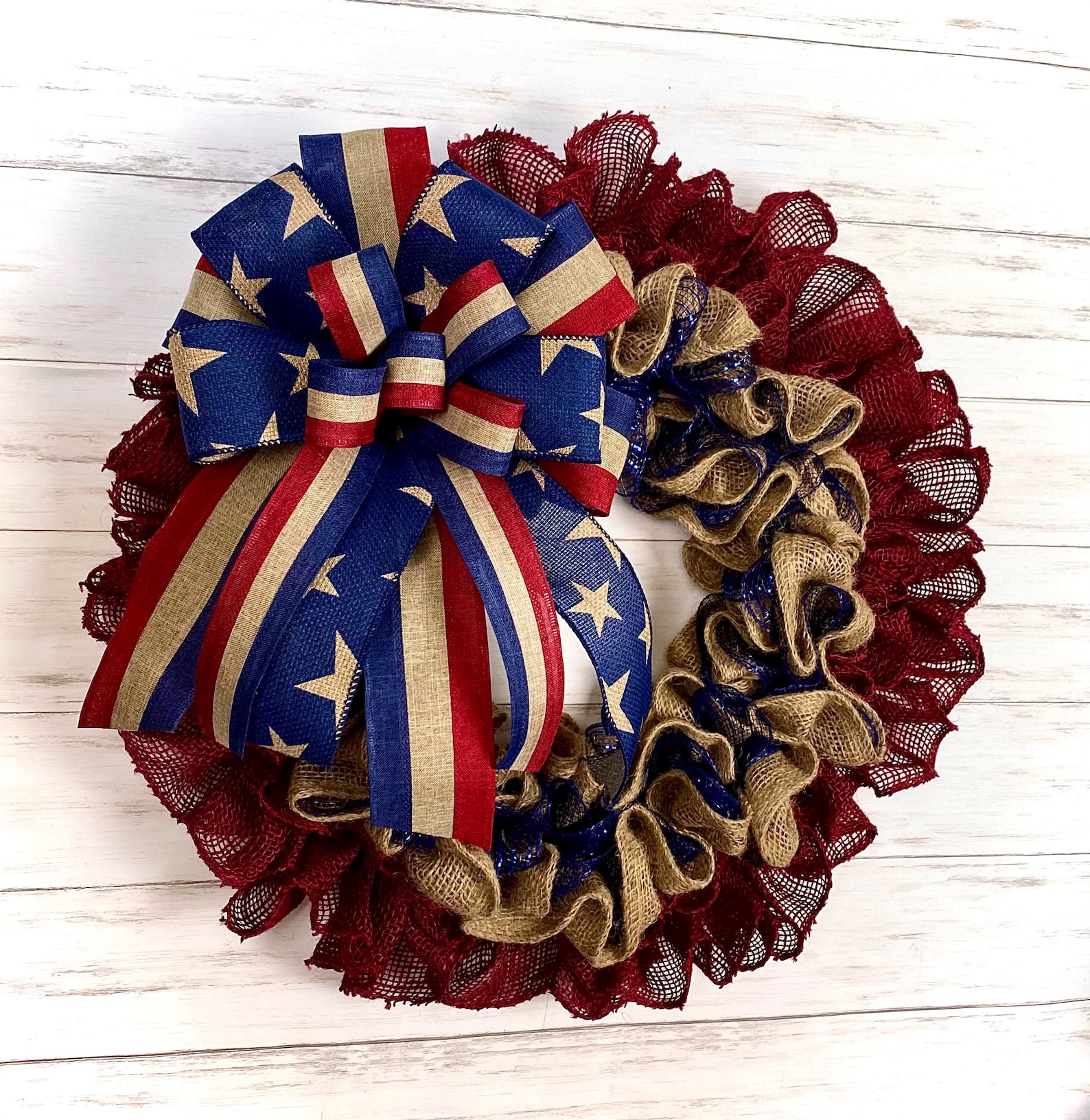 Patriotic Wreath Fourth of July Burlap Wreath Flag Wreath - Etsy