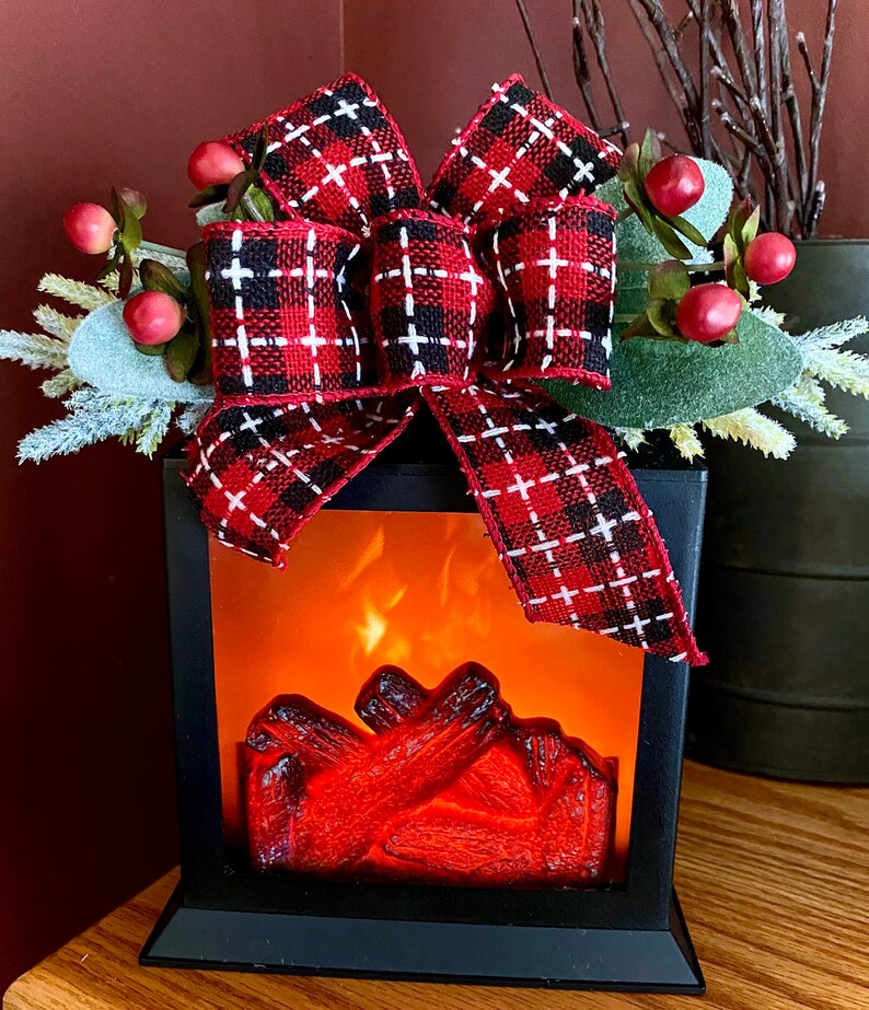 Tabletop LED Fireplace Lantern Christmas Lantern Holiday Etsy