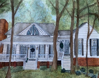 Custom Watercolor House Painting