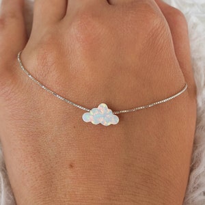 Silver necklace with opal pendant in cloud shape gift idea filigree jewelry 925 Sterling Silver image 7