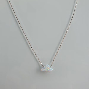Silver necklace with opal pendant in cloud shape gift idea filigree jewelry 925 Sterling Silver image 2