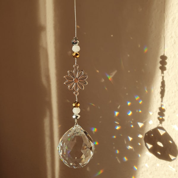 Sonnenfänger Kristall "Daisy" gold & silber | suncatcher | Kristallkugel | Fensterdeko | Feng Shui | Home Decor | Geschenk