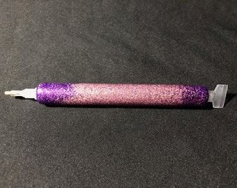 Coral Holo and Purple Glitter Diamond Painting Pen, Dual Ended, DP Pen, Princess Diamond Painting Pen, Girls DP Pen, Holographic DP pen