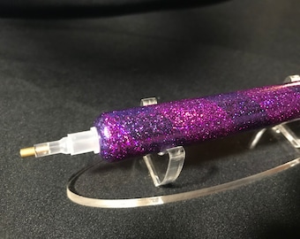 Cheshire Cat" Dark Purple and Holographic Purple Glitter Diamond Painting Pen, Dual Ended, DP Pen, Villain Diamond Painting Pen, DP Pen
