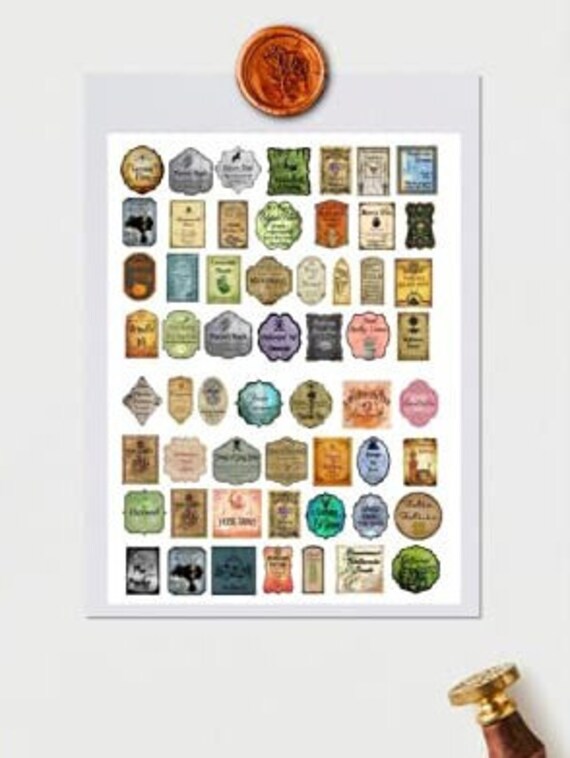 1 inch Tall Potion Label Stickers Witch or Wizard Halloween Very Small Miniature Crafts Dollhouse Miniature DIY Decoration