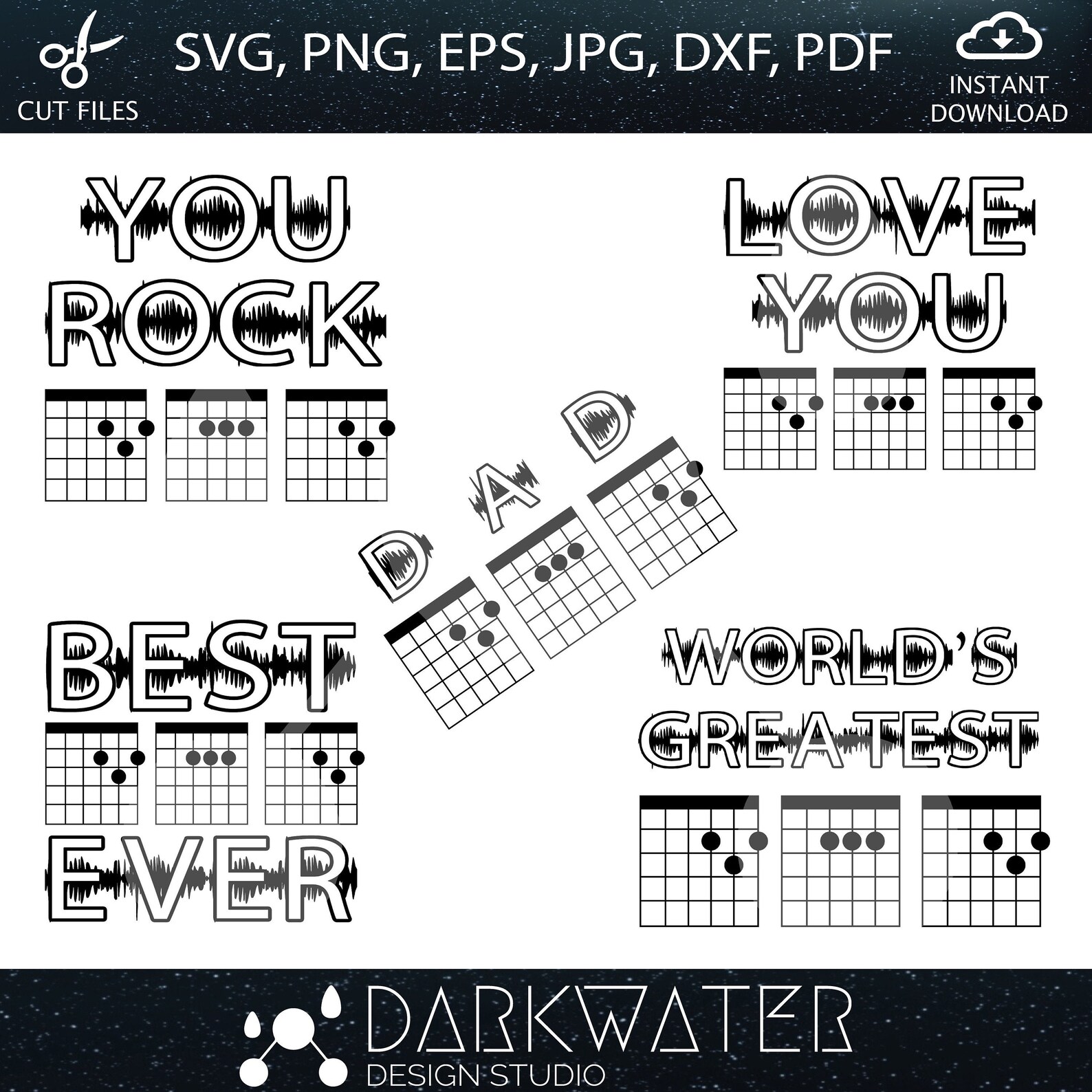 Dad Music Chord Bundle Father's Day SVG PNG Digital Etsy