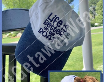Embroidered Ponytail Hat – Life Is Better on the Boat, Women's Boating Cap