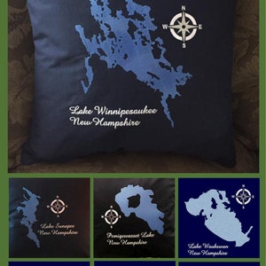 Custom Embroidered Lake Pillow