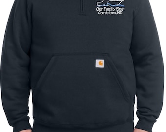 Custom Boat Embroidered Quarter Zip Sweatshirt | Nautical 1/4 Zip Pullover | Personalized Boat Owner Gift | Workwear Style Sweatshirt