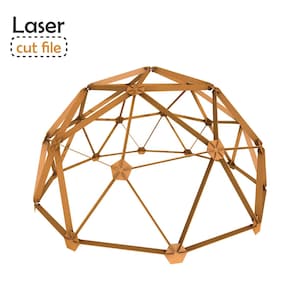 Fichier numérique modèle dôme géodésique en carton (icosaèdre V2) - diamètre à la base 54 cm - fichier de découpe en carton bricolage laser ou CNC de 1 mm