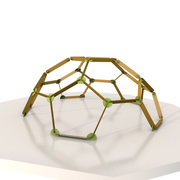 Laser-Cut Geodesic Dome Models V2 and Truncated Icosahedron Digital FILE with 54cm and 38cm Base Diameter for DIY 1mm Cardboard CNC Cutting